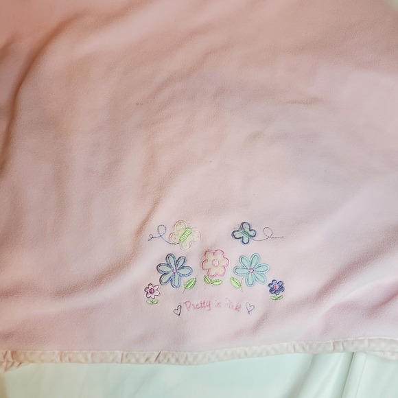 Baby Connection Pretty In Pink Floral Butterfly Reversible Blanket Vtg Rare - Picture 2 of 5